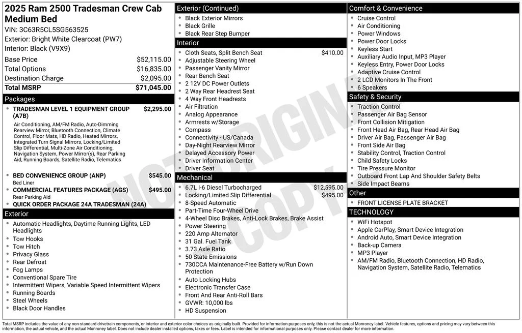 New 2025 Bright White Clear-Coat Exterior Paint RAM Tradesman image 6