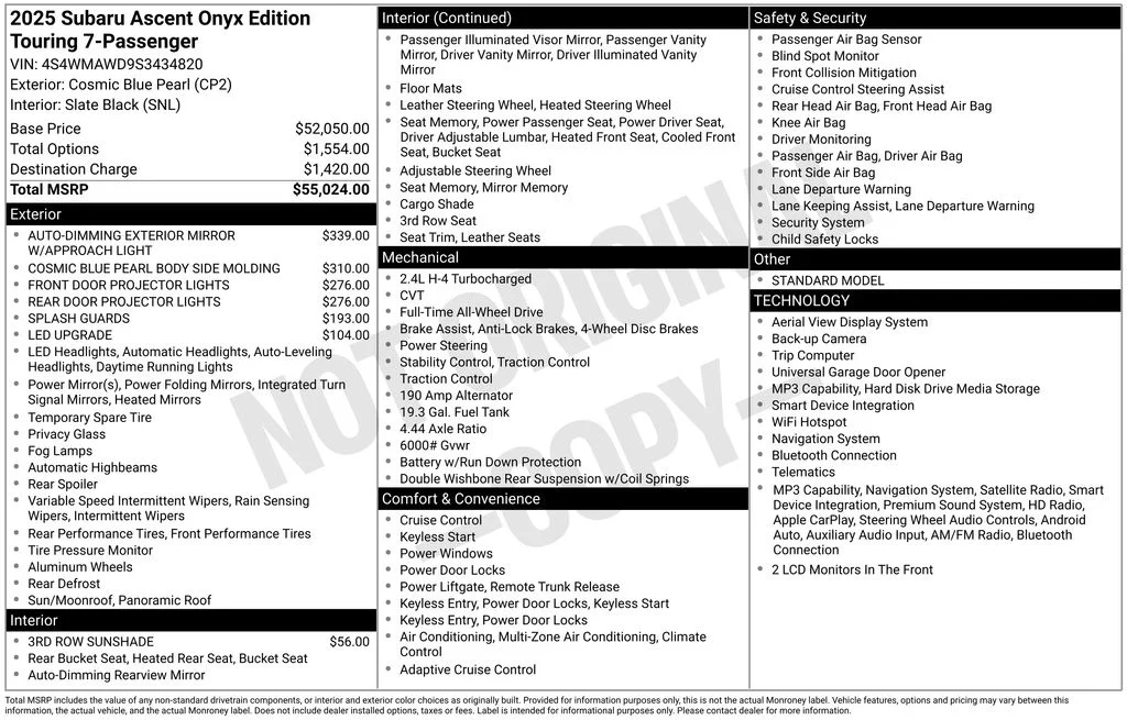 Certified Used 2025 Blue Subaru Onyx Edition Touring image 26