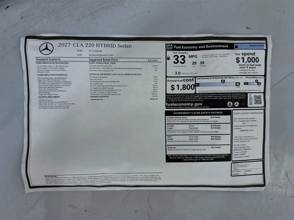 New 2027 MANUFAKTUR Alpine Grey Mercedes-Benz CLA 220 image 9