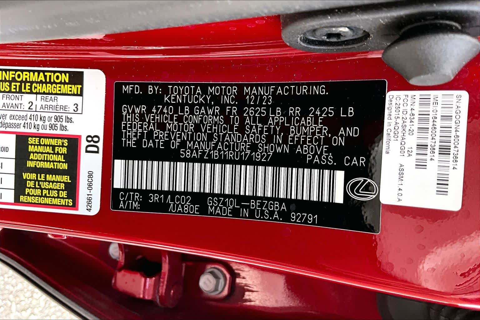 Used 2024 Matador Red Mica Lexus Ultra Luxury image 36