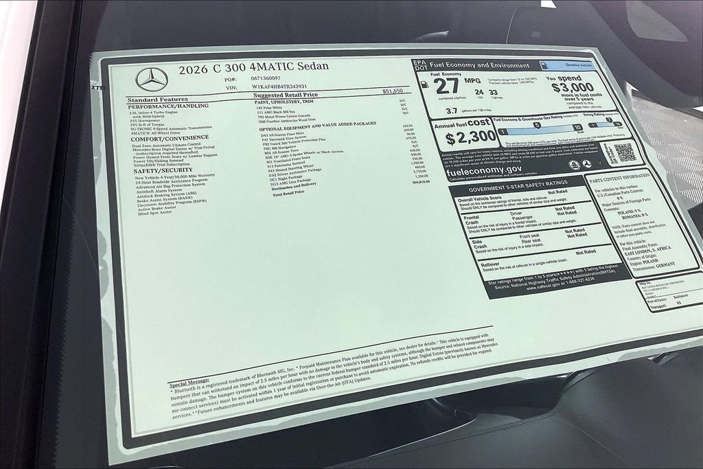 New 2026 Polar White Mercedes-Benz C 300 image 13