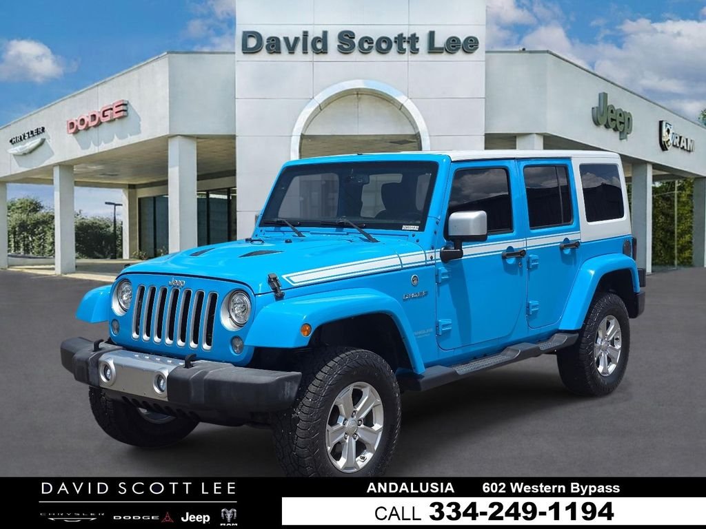 Used 2017 Blue Jeep Unlimited Sahara image 1