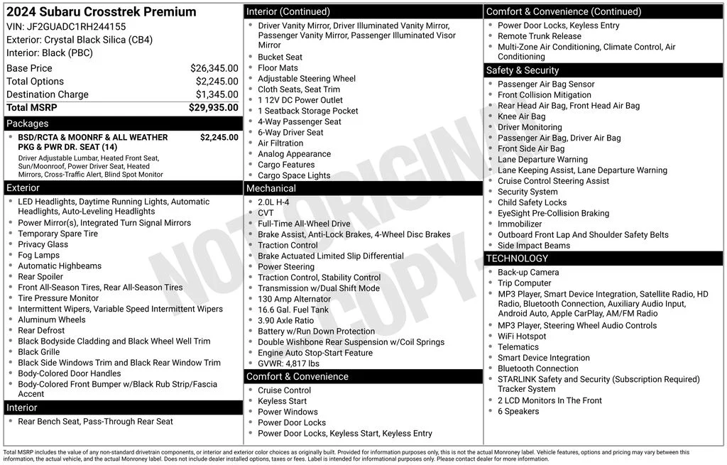 Used 2024 Black Subaru Premium image 7