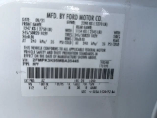 Used 2021 White Ford Titanium image 8