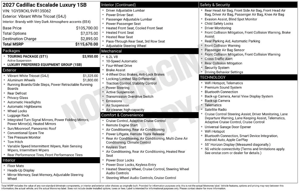 New 2027 White Cadillac Luxury image 2