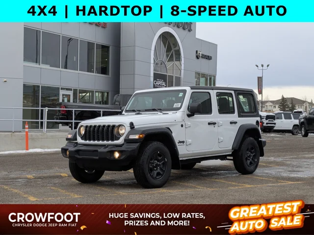 2026 Jeep Wrangler Sport - - Black 3-Pc Hard Top - 8-Spd Auto - 12.3 Uconnect 5 - Dana M200 Rear Axle & More!