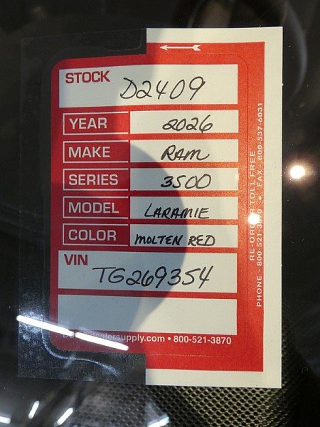 New 2026 Molten Red Pearl-Coat Exterior Paint RAM Laramie Mega Cab 6