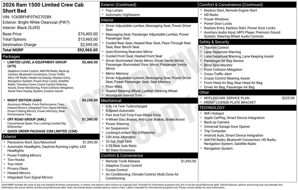 New 2026 Bright White Clear-Coat Exterior Paint RAM Limited image 6