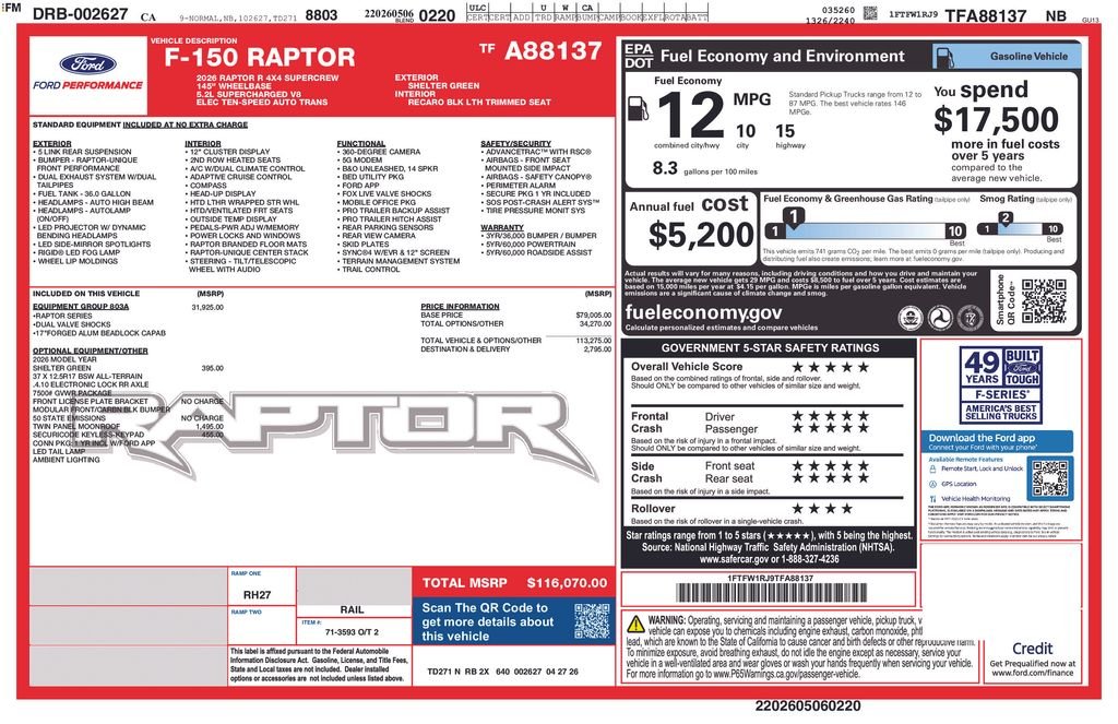 New 2026 Shelter Green Ford Raptor image 2