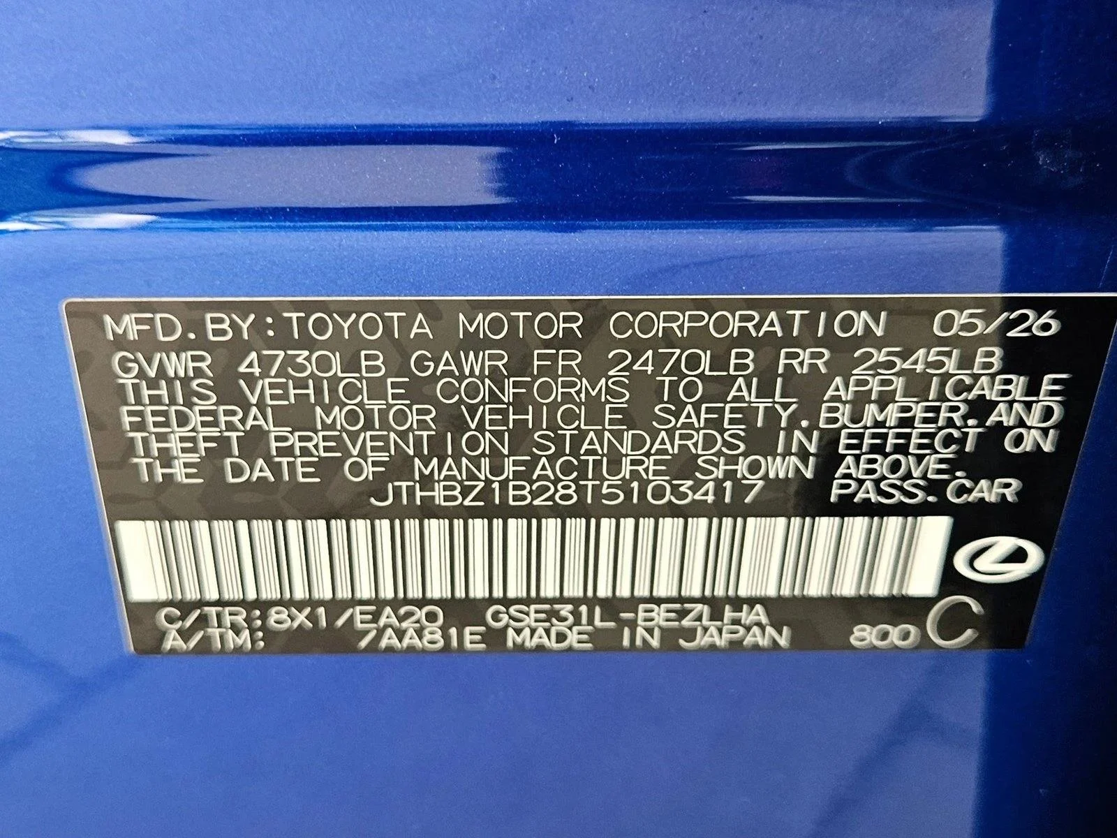 New 2026 Ultrasonic Blue Mica 2.0 Lexus  350 F SPORT DESIGN image 16