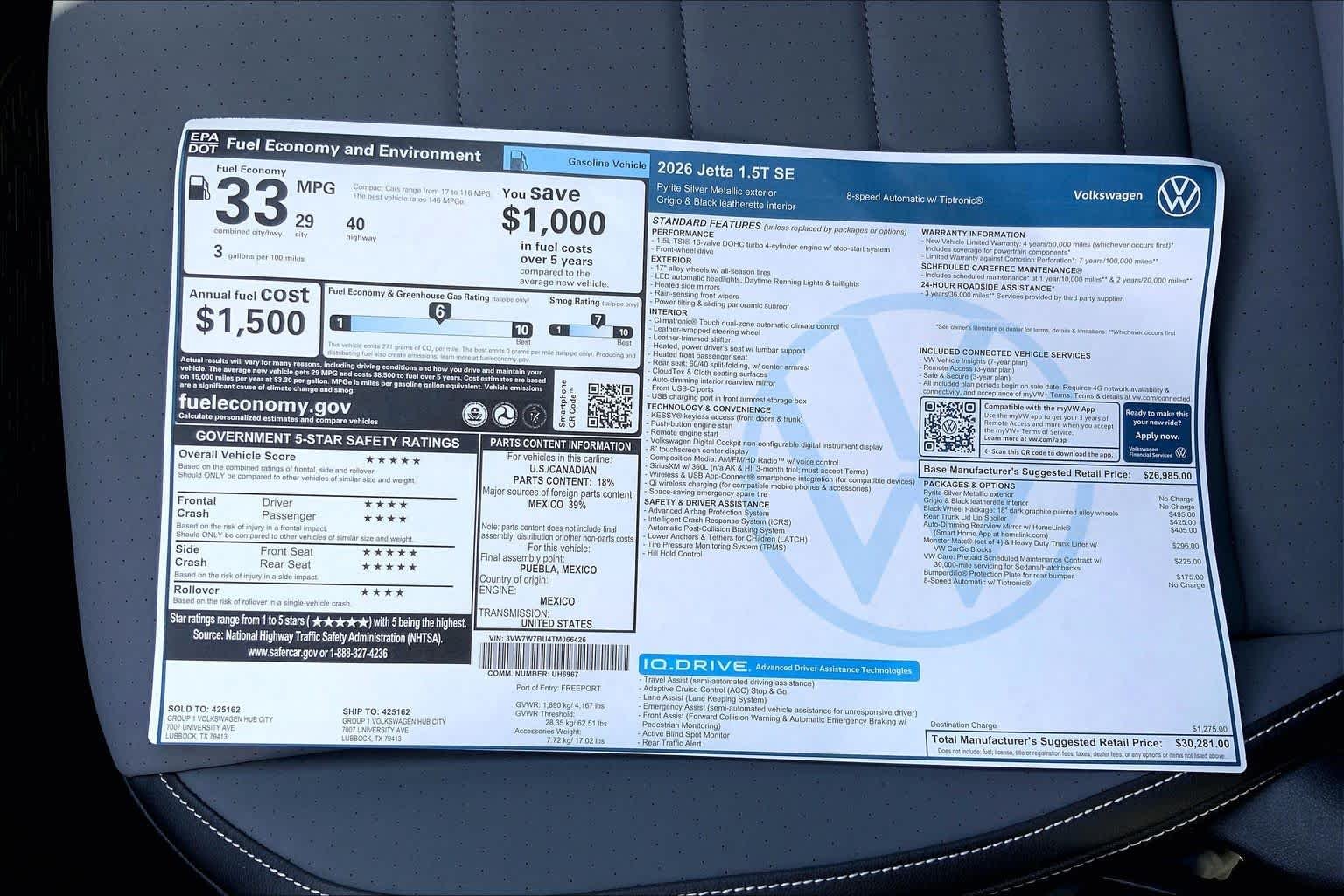 New 2026 Pyrite Silver Metallic Volkswagen SE image 20