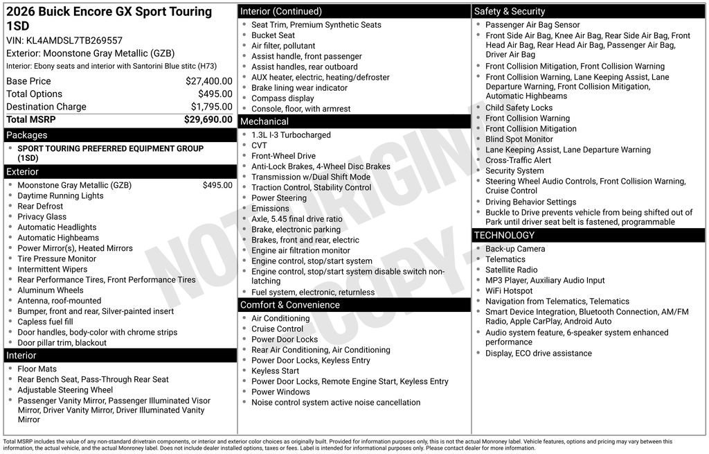 New 2026 Moonstone Gray Metallic Buick Sport Touring image 25