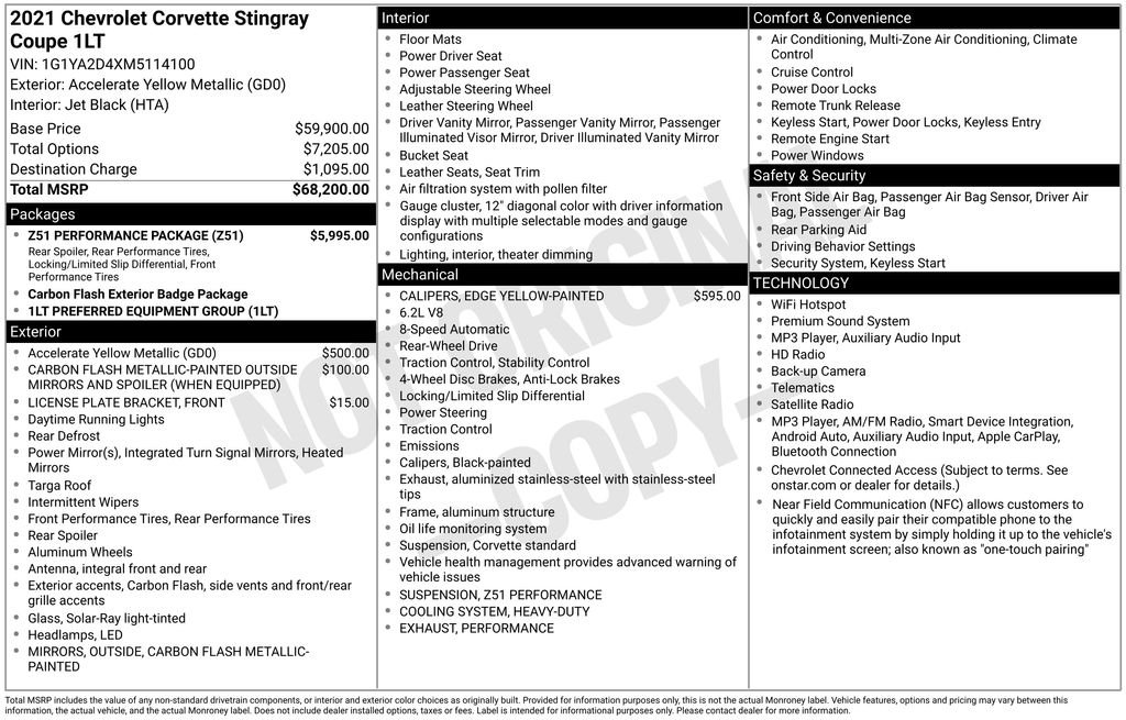 Used 2021 Yellow Metallic Chevrolet Stingray image 4