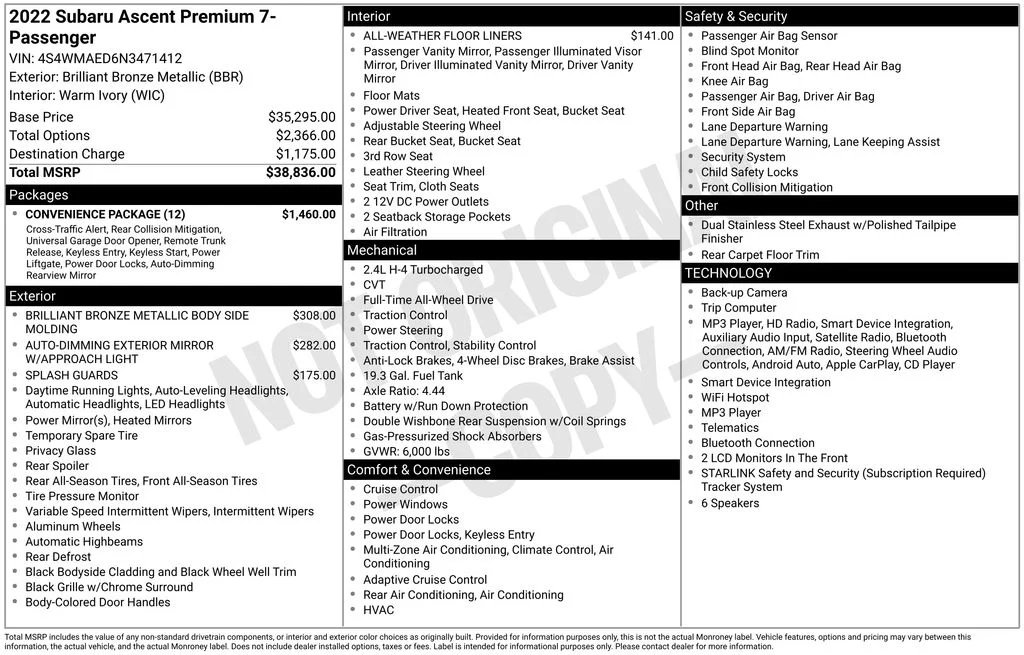Used 2022 Brown Subaru Premium image 3