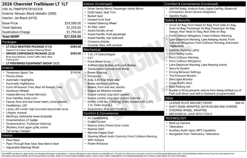 New 2026 Mosaic Black Metallic Chevrolet LT image 36