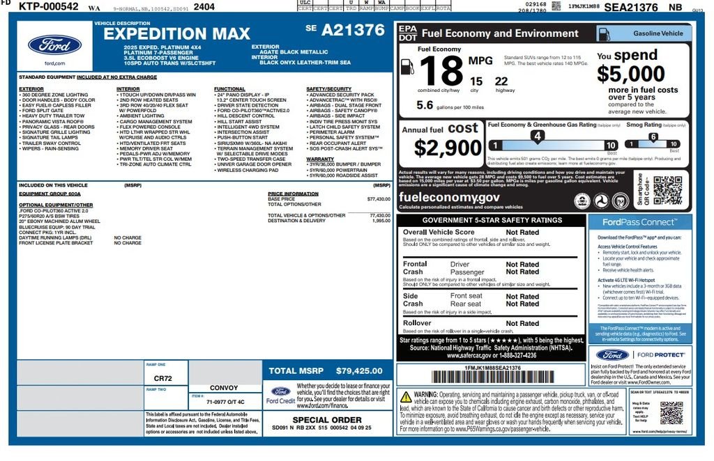 Certified Used 2025 Black Ford Platinum image 2