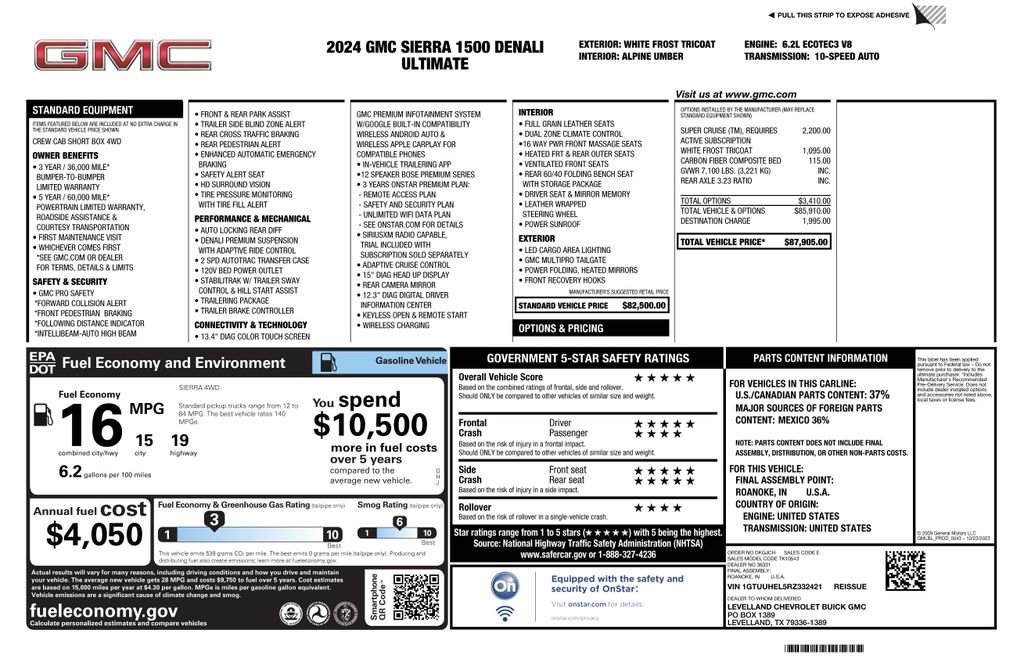 Certified Used 2024 White GMC Denali Ultimate image 4