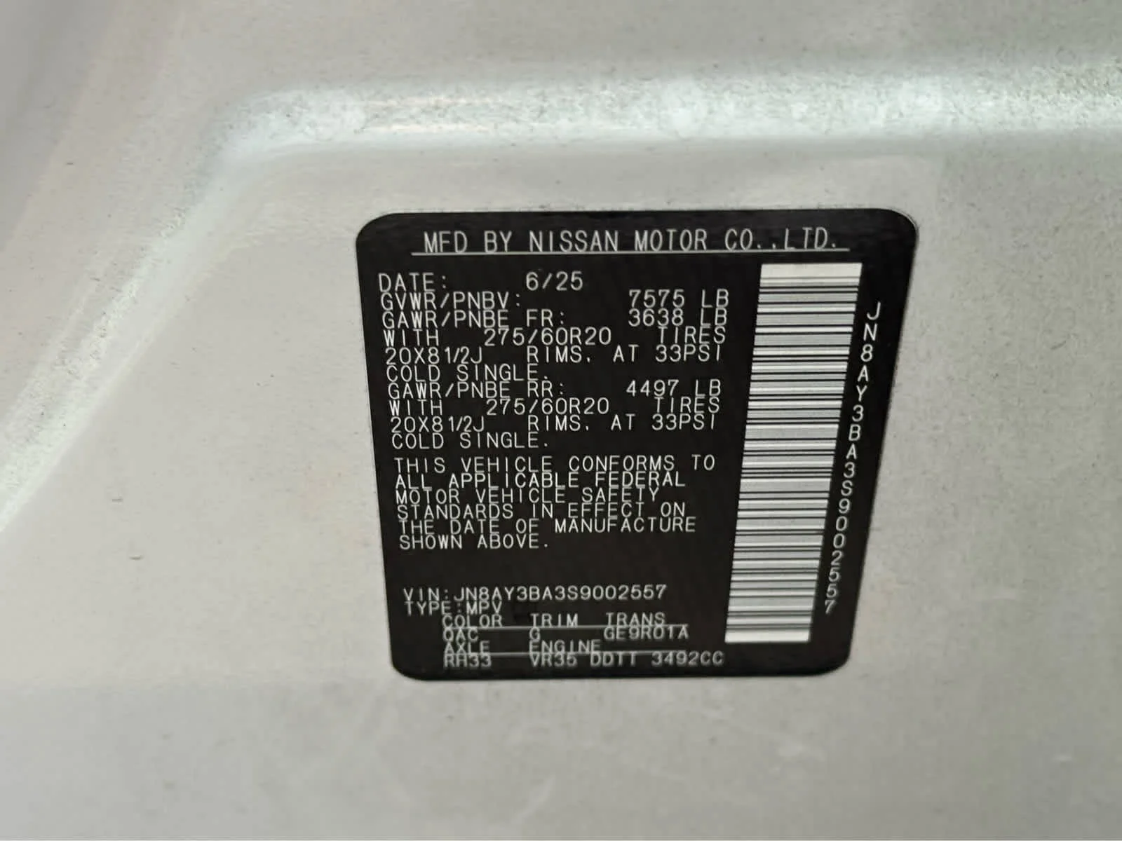Used 2025 Aspen White Tricoat Nissan SL image 27