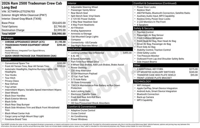New 2026 Bright White Clear-Coat Exterior Paint RAM Tradesman image 15