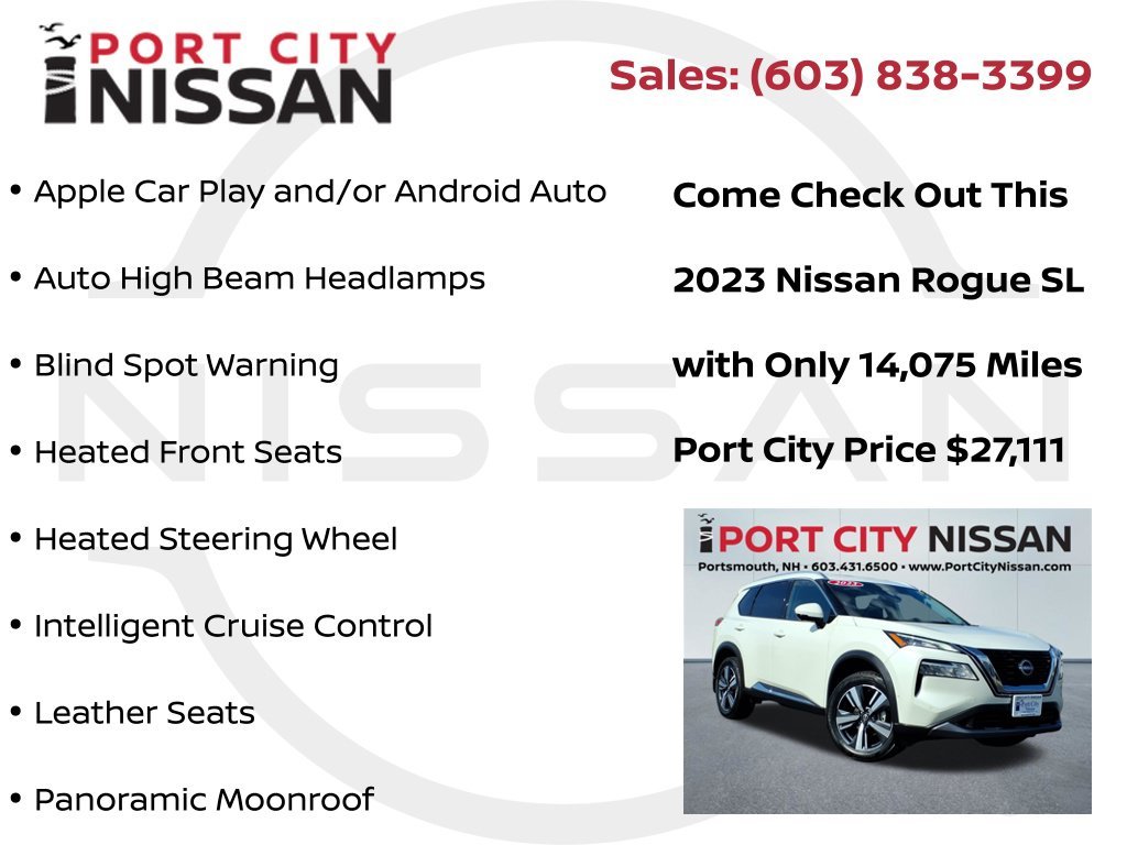Used 2023 Pearl White Nissan SL premium w/heated leather seats & pano roof image 15