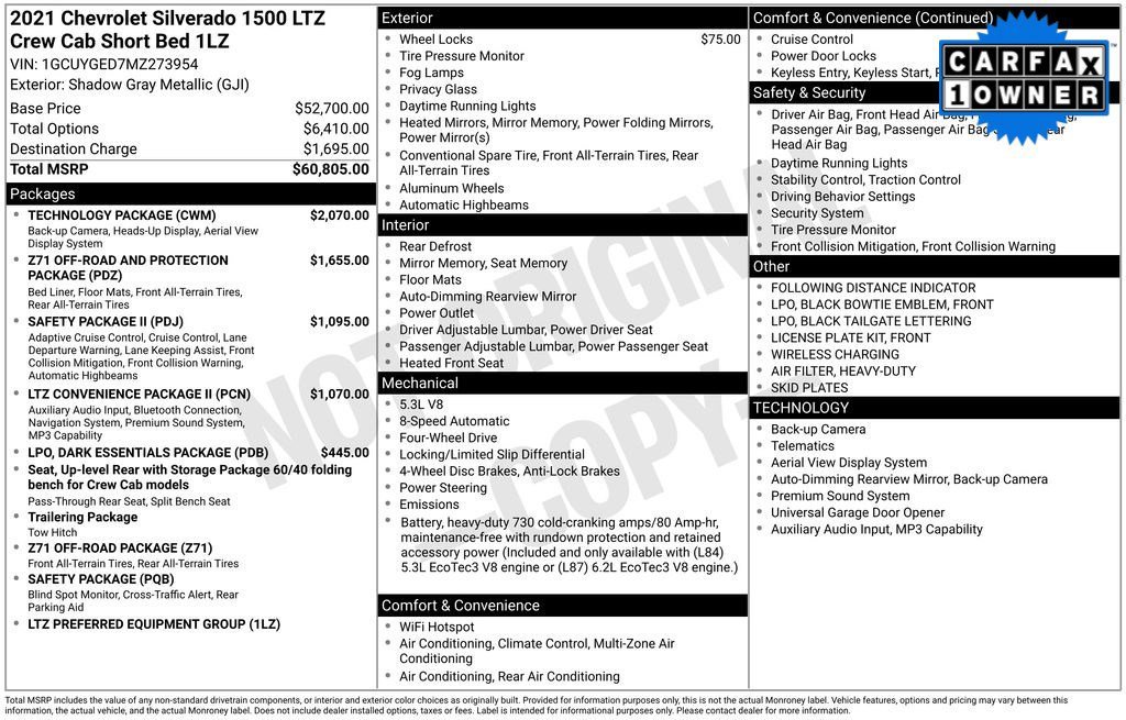 Used 2021 Shadow Gray Metallic Chevrolet LTZ image 2