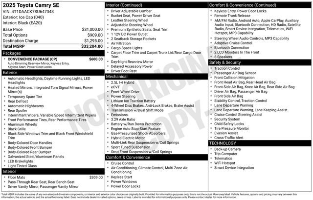 Certified Used 2025 White Toyota SE image 35