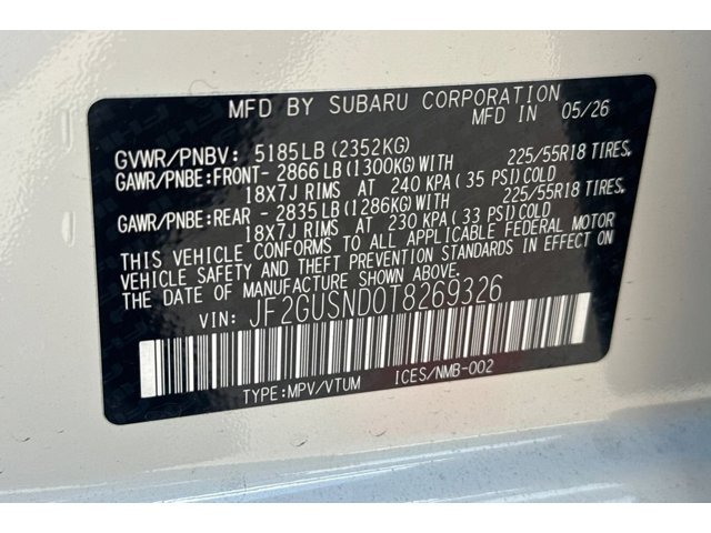 New 2026 CRYSTAL WHITE PEARL Subaru Limited Hybrid image 37