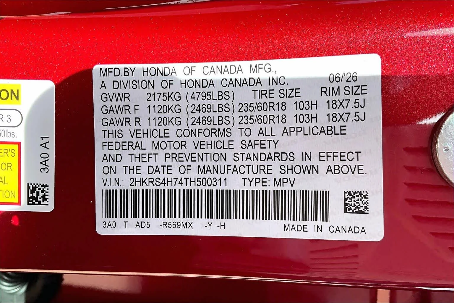 New 2026 Radiant Red Metallic Honda EX-L image 20