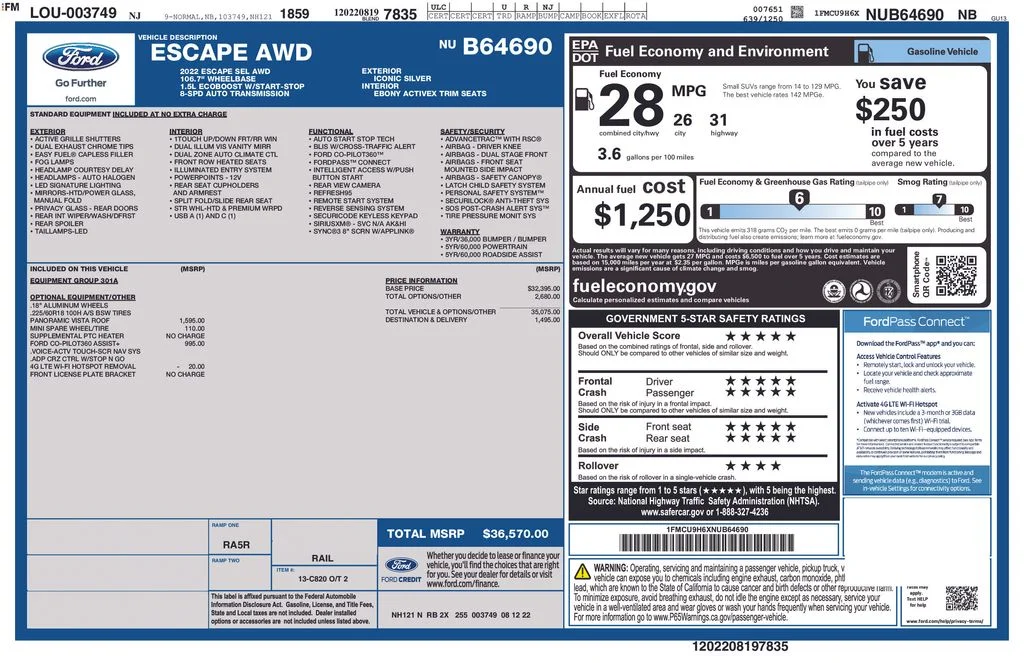 Used 2022 Iconic Silver Metallic Ford SEL image 36