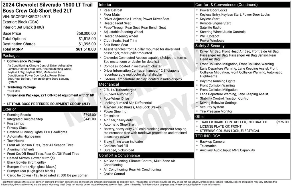 Used 2024 Black Chevrolet LT Trail Boss image 8