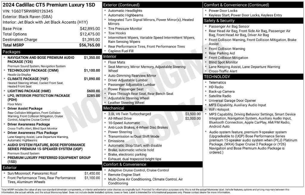 Used 2024 Black Cadillac Premium Luxury image 2