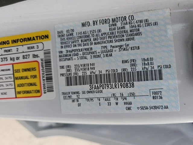 Used 2020 White Ford SE image 33