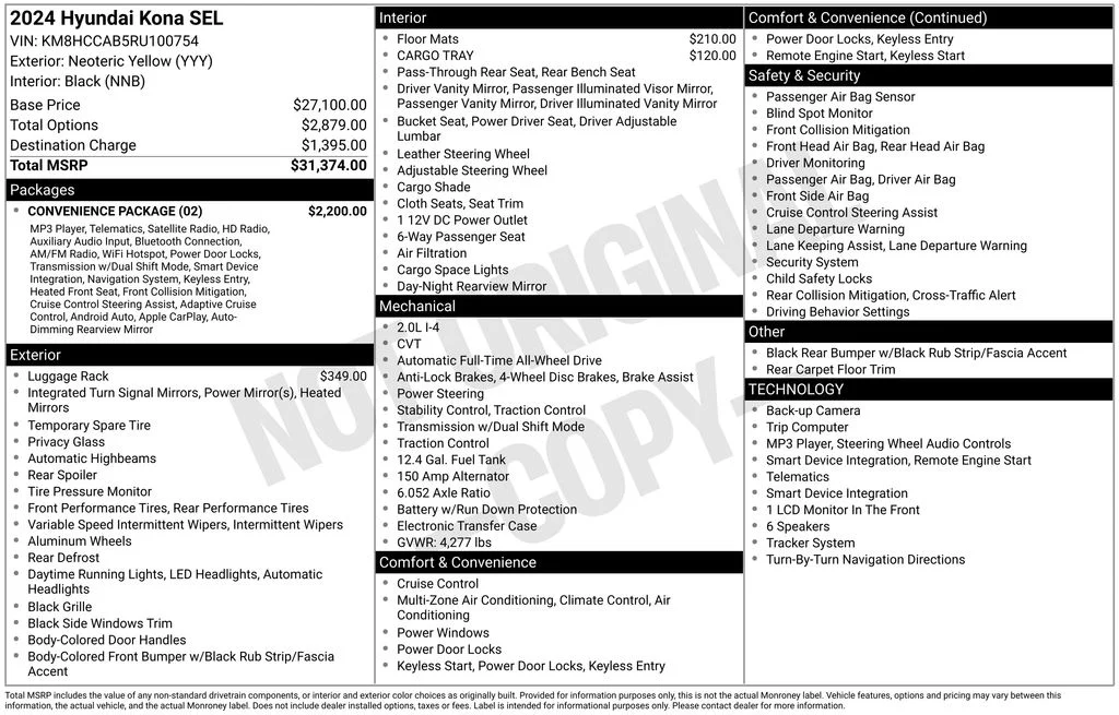 Used 2024 Neoteric Yellow Hyundai SEL image 4