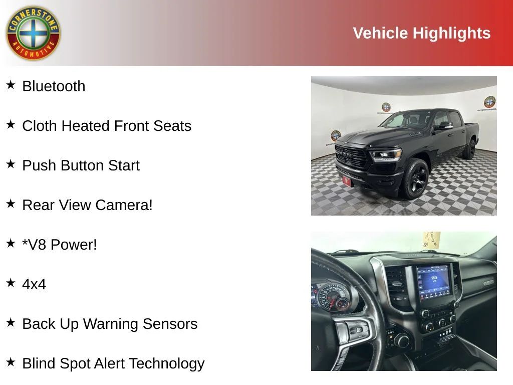 Used 2019 RAM Ram 1500 Pickup Big Horn/Lone Star with VIN 1C6SRFFT2KN775397 for sale in Elk River, Minnesota