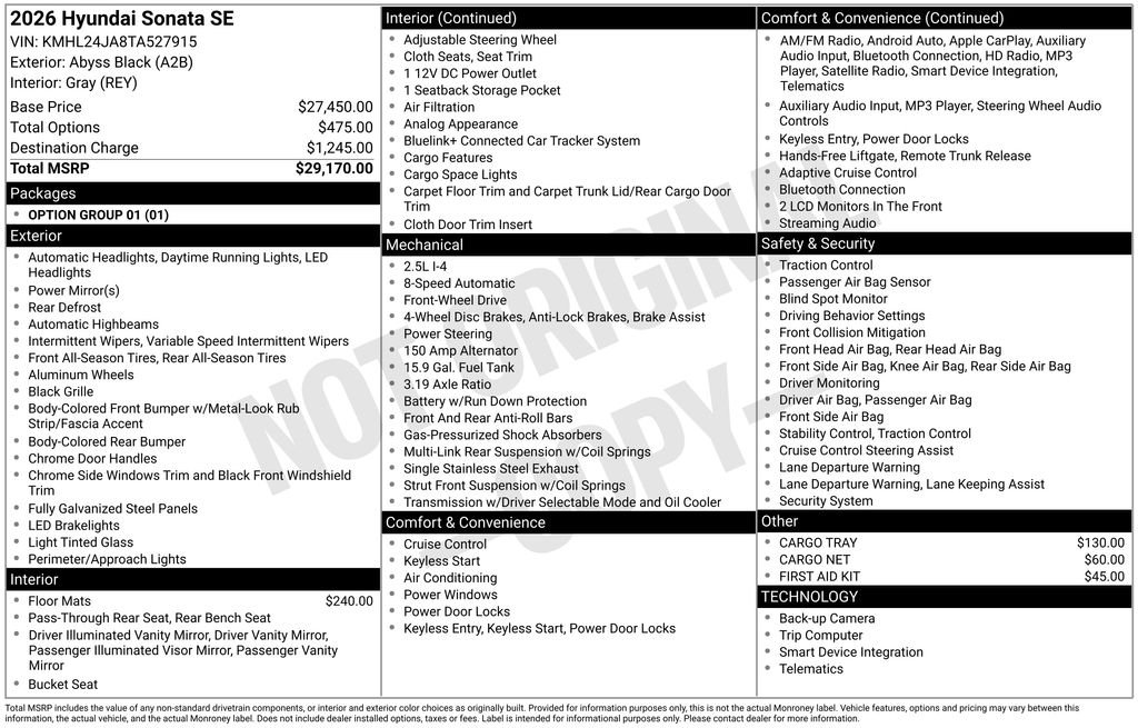 Certified Used 2026 Abyss Black Hyundai SE image 5