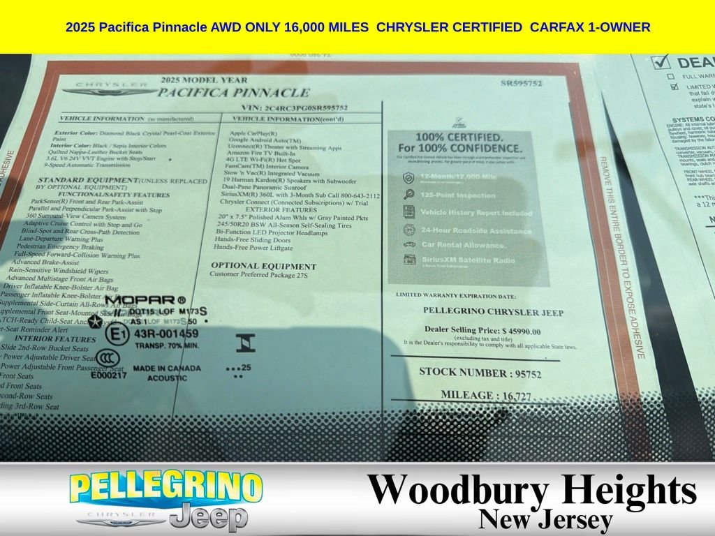 Certified Used 2025 Black Chrysler Pinnacle AWD image 8