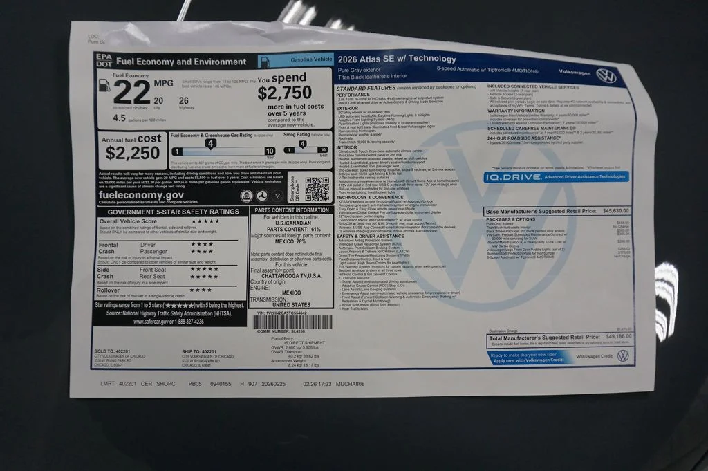 New 2026 Pure Gray Volkswagen 2.0T SE w/Technology image 39