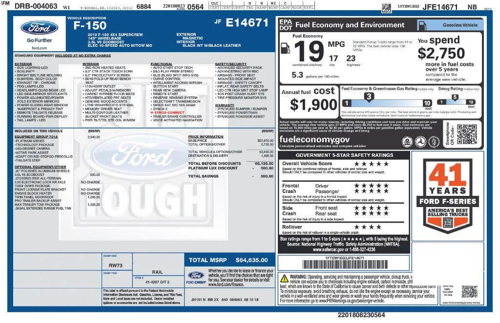 Used 2018 Magnetic Ford Platinum image 36
