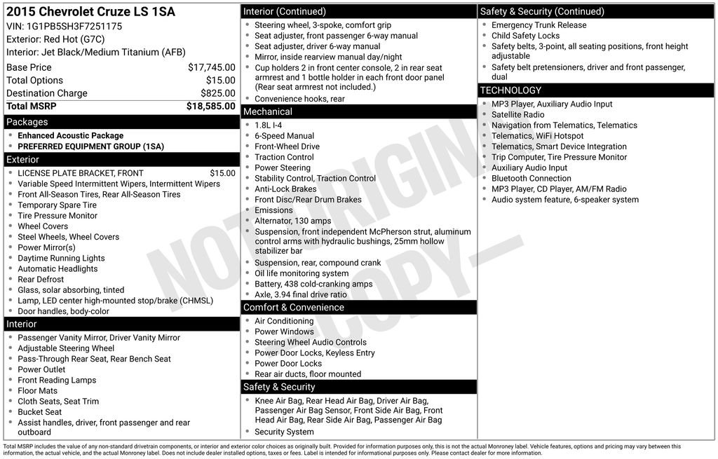 Used 2015 Red Chevrolet LS image 2