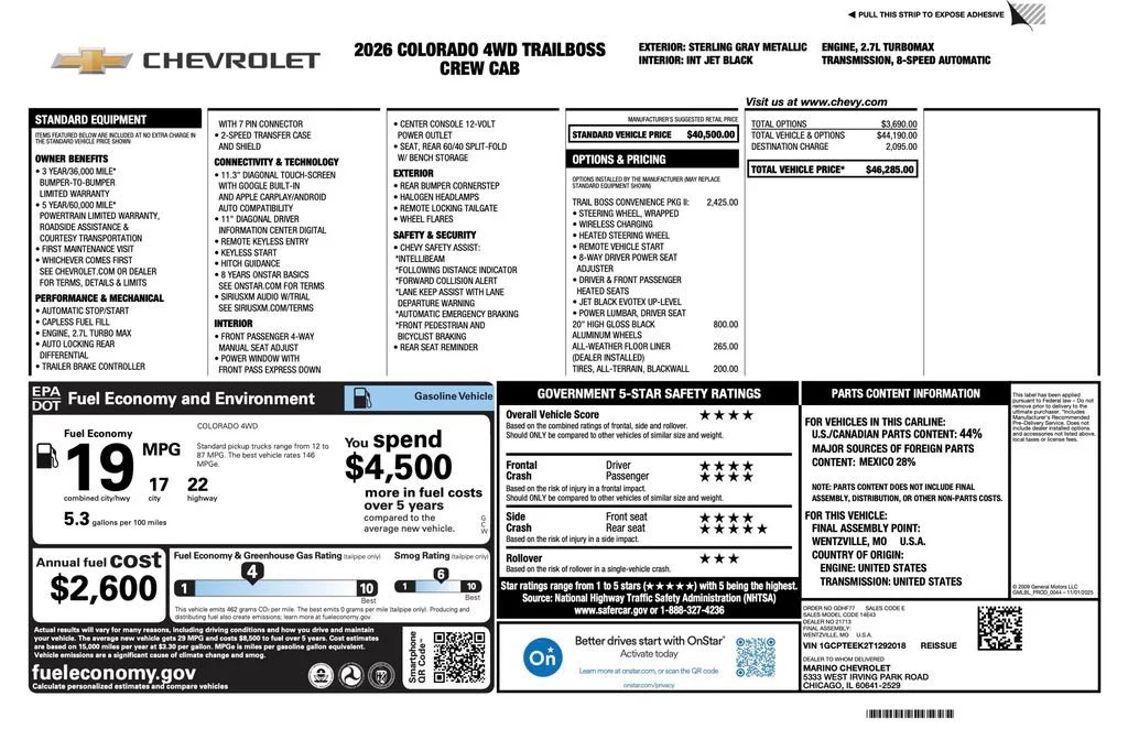 New 2026 Sterling Gray Metallic Chevrolet Trail Boss image 2