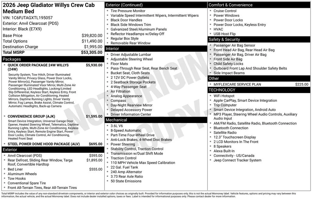 New 2026 Anvil Clearcoat Jeep Willys image 6