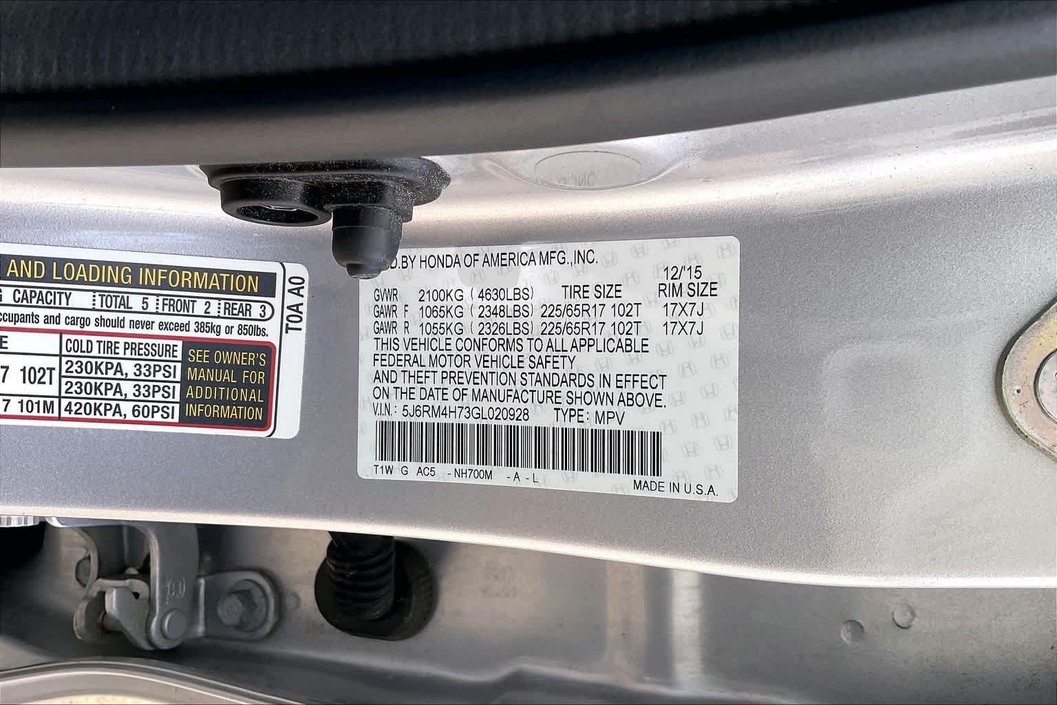 Used 2016 Alabaster Silver Metallic Honda EX-L image 35