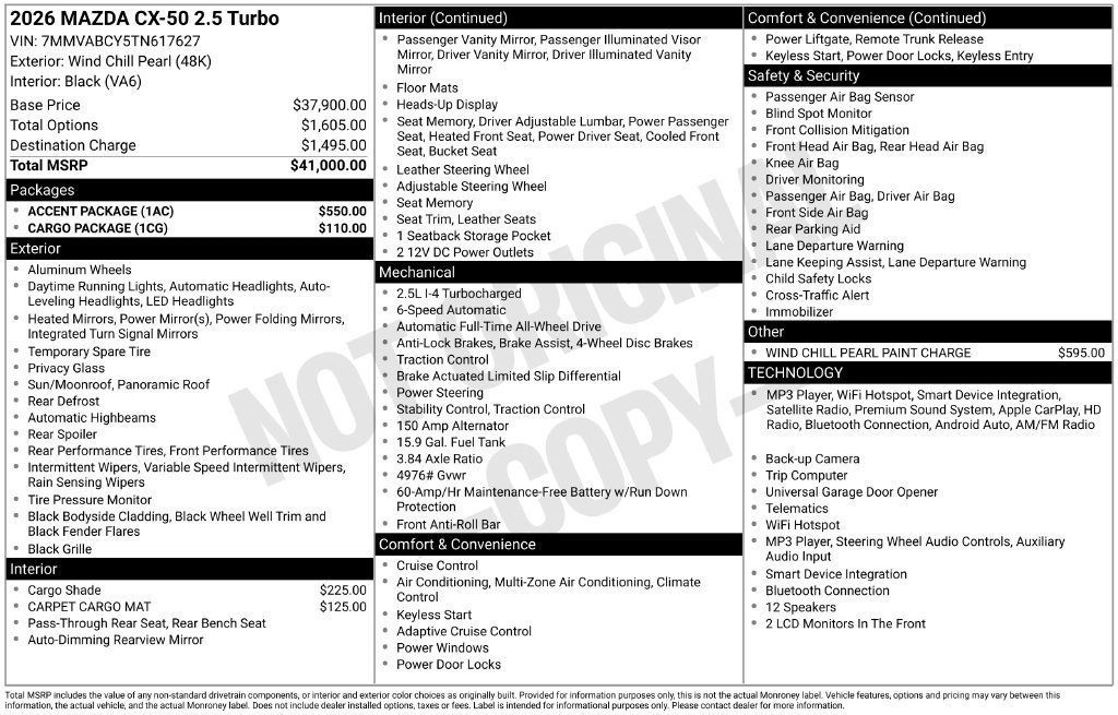 New 2026 Wind Chill Pearl Mazda 2.5 Turbo AWD image 3
