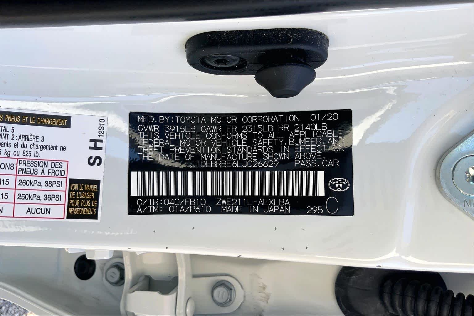 Used 2020 Super White Toyota Hybrid LE image 36