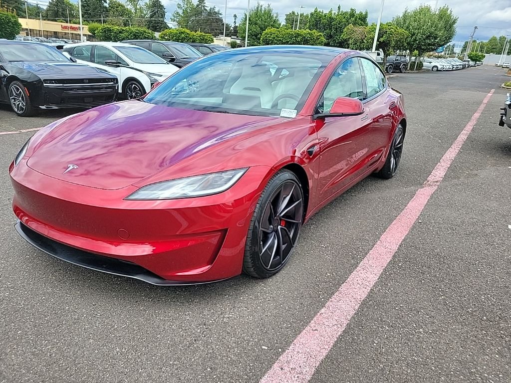 Used 2025 Red Tesla Performance image 3
