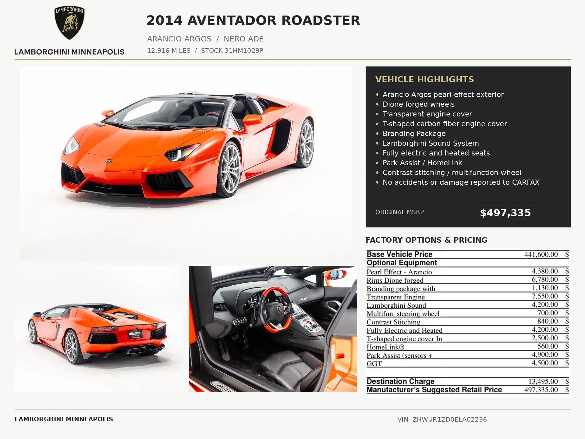 Used 2014 Arancio Argos Pearl Effect Lamborghini  image 2