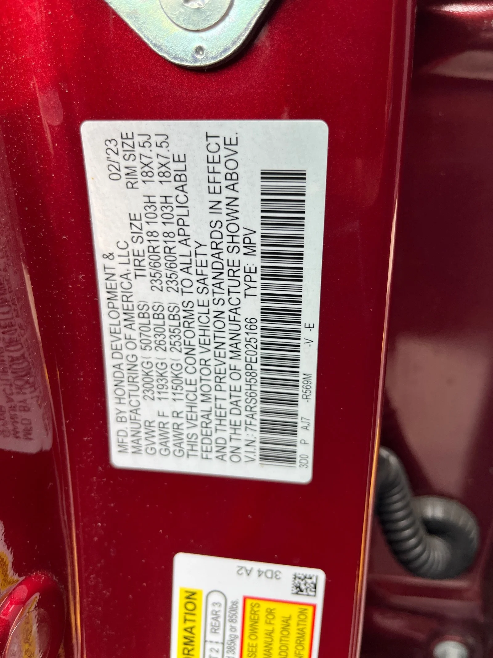 Used 2023 Radiant Red Metallic Honda Sport AWD image 7