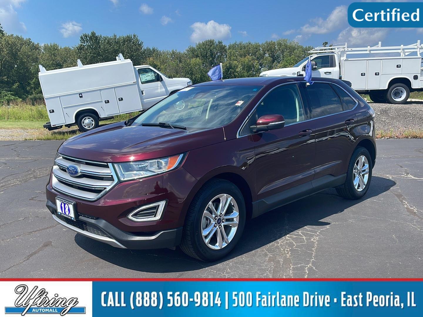 Certified Used 2018 Burgundy Velvet Metallic Tinted Clearcoat Ford SEL image 1