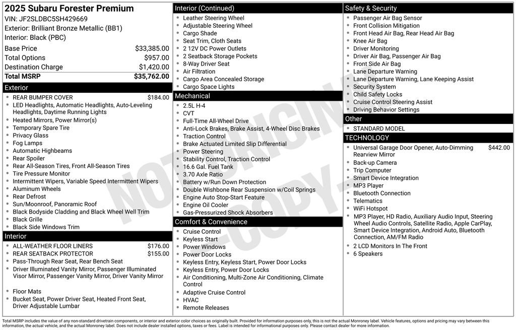 Certified Used 2025 Brown Subaru Premium image 10