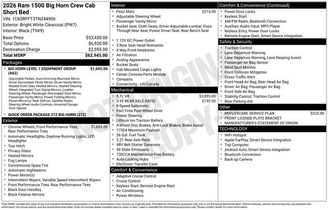 New 2026 Bright White Clearcoat RAM Big Horn/Lone Star image 28